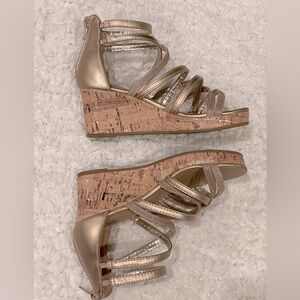 Gold platforms, girls kids size 2